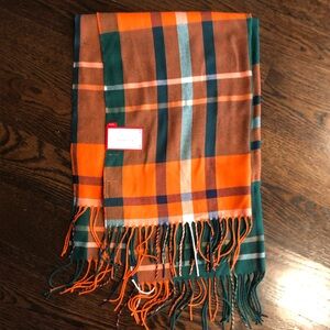 Club Room Orange and Green Plaid Scarf Outdoor NWT